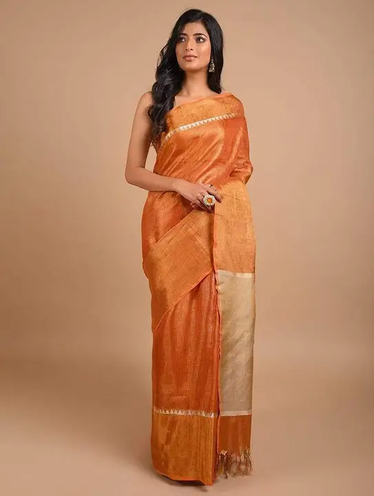 Tissu linen saree uploaded by MK HANDLOOM on 2/18/2023