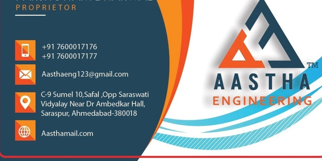 Visiting card store images of Aastha Engineering