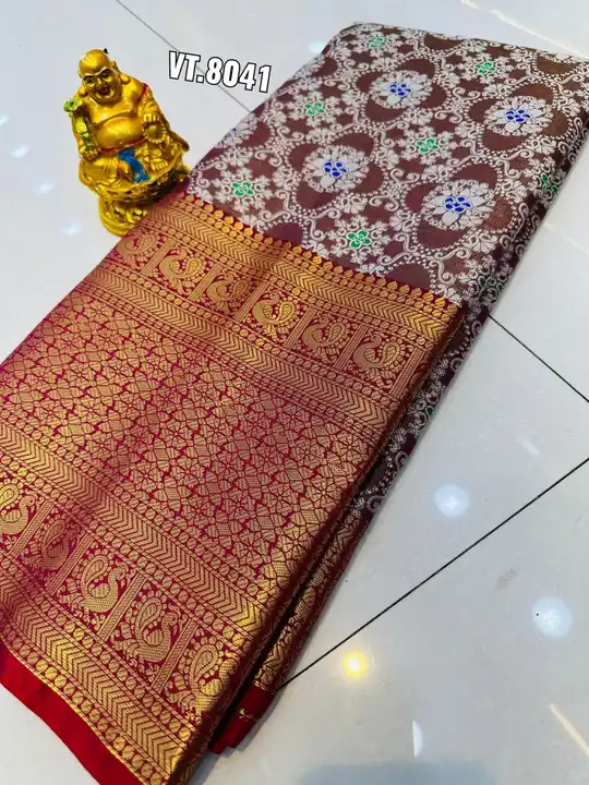 

Kanchipuram Handloom tissue Weaving Silk Saree With Rich Contrast Zari Wooven Pallu n Rich Zari Wo uploaded by Vishal trendz 1011 avadh textile market on 2/18/2023