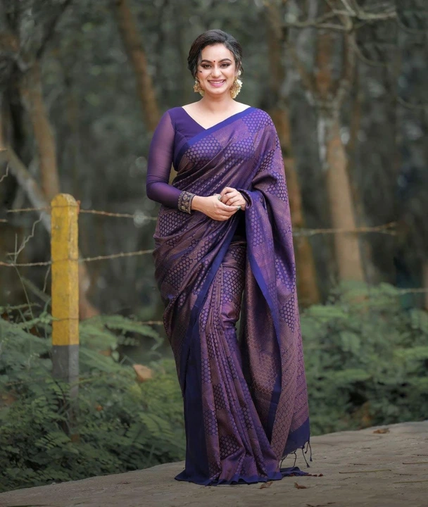 Beautiful  purple 💜 saree with beautiful blouse  uploaded by Dhananjay Creations Pvt Ltd. on 2/18/2023
