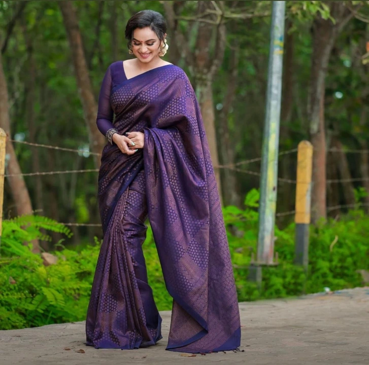 Beautiful  purple 💜 saree with beautiful blouse  uploaded by Dhananjay Creations Pvt Ltd. on 2/18/2023
