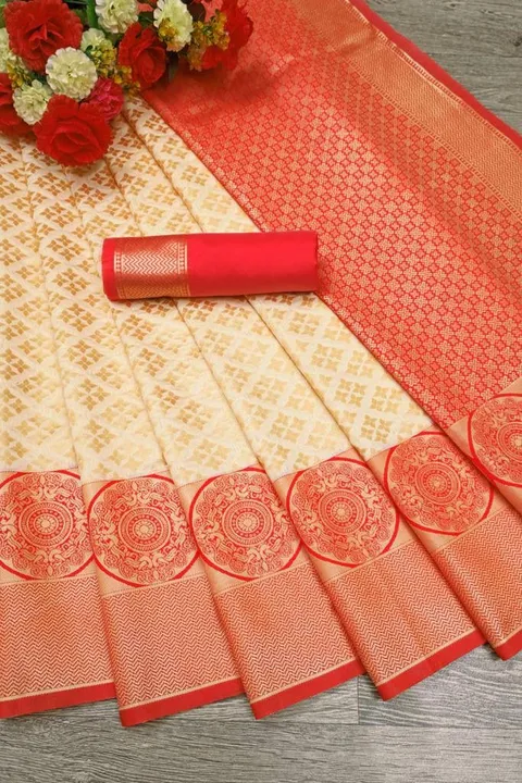 Cream colour saree  uploaded by Dhananjay Creations Pvt Ltd. on 2/18/2023