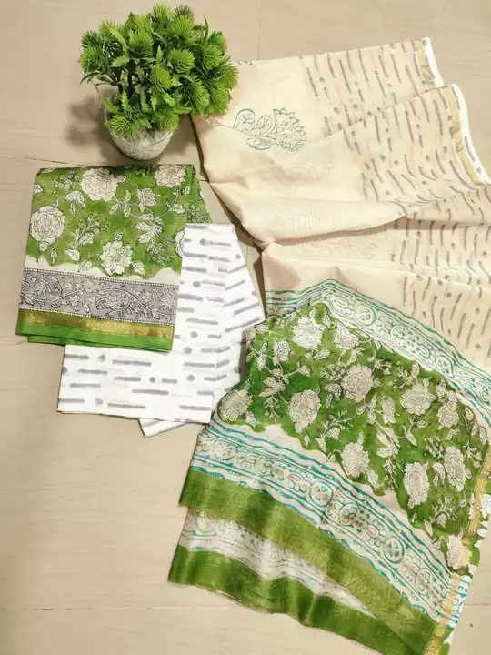 Handblock fancy kalamkari prints chanderi dress material uploaded by Virasat handloom chanderi on 2/18/2023