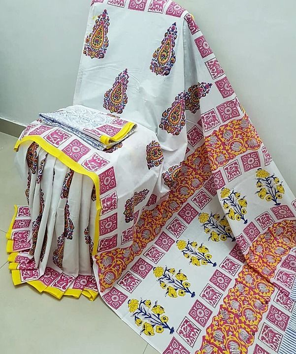 Cotton handblockSAREES 
With blouse uploaded by Govind Hand printers on 5/12/2020