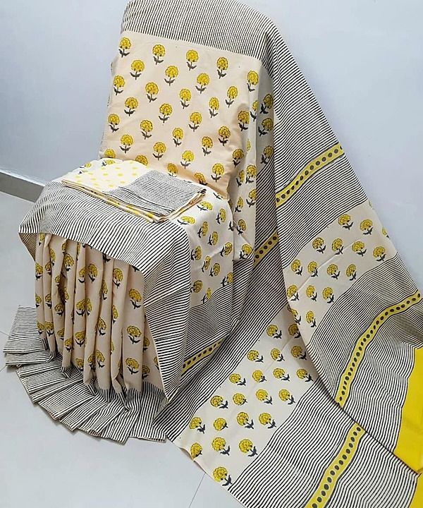 Cotton handblockSAREES 
With blouse uploaded by business on 5/12/2020