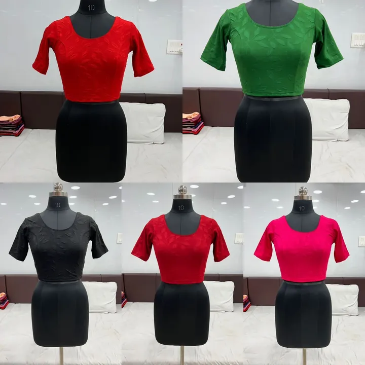 Post image *READY TO WEAR STRACHABLE BLOUSE* 

➡️ Fabric- *JEQUARD* Self Design IMPORTED Stretchable Fabric 

➡️ Size : Free size (34 to 42)

➡️Colour:- RED, BLACK, CHIKOO  RANI, MAROON, B.GREEN, (  6 COLOR ) 

➡️ Slive:- 9"inch ELBOW SLIVE 

➡️ Back Pattern:- ROUND SHAPE

*Wholesale Rate : 250 + ship*
Single Available