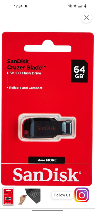 SanDisk pendrive 64gb  uploaded by business on 2/19/2023