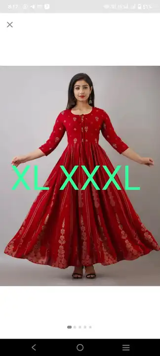 Post image Anarkali gown
Fabric cotton
Sizez mentioned
Price 500 +shipping
❤️ Quality promise ❤️