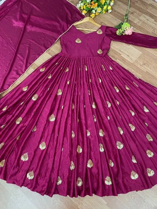 *Gown :- Chinon Silk With 3 M.M Sequence Work With Sleeves Also Work* uploaded by NIVA CREATION on 2/19/2023