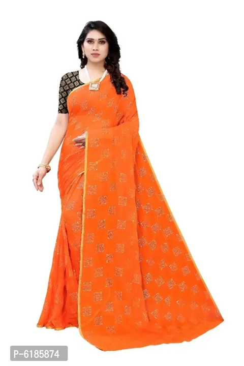 PRINTED CHIFFON SAREE WITH BLOUSE JACQUARD PIECE uploaded by wholsale market on 2/19/2023