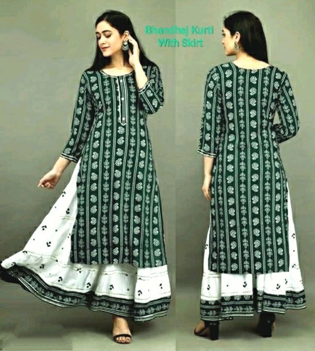 SHIVI BANDHEJ KURTI WITH SKIRT uploaded by business on 2/21/2021
