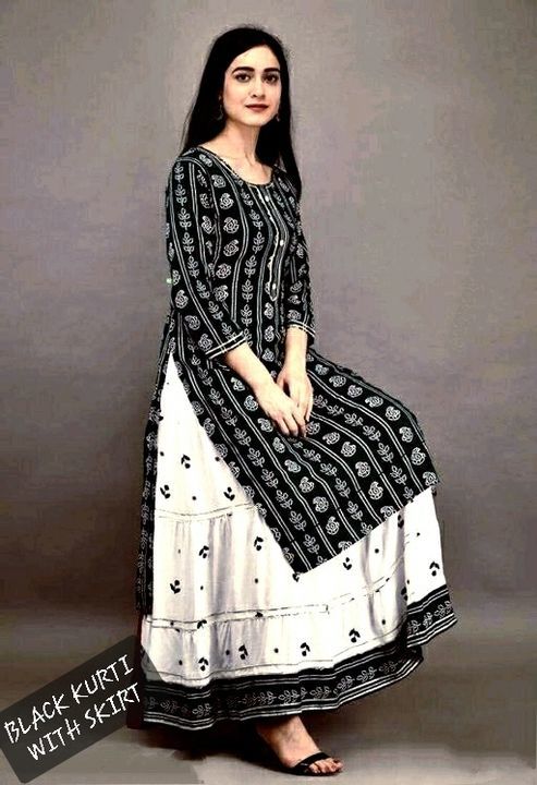 Shivi bandhej kurti with skirt uploaded by Shivi fashion on 2/21/2021