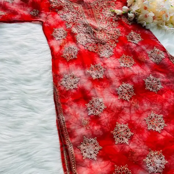 Refereshing organza fabric colors kurti with delicate chikankari kurti  uploaded by Taana Baana on 2/19/2023