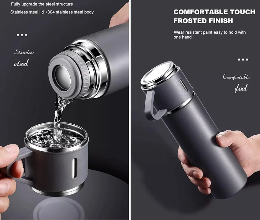 Stainless Steel Double Wall Insulated Hot & Cold Vacuum Flask Bottle with Drinking Cup | Assorted Co uploaded by BlackRock Corporation on 2/19/2023