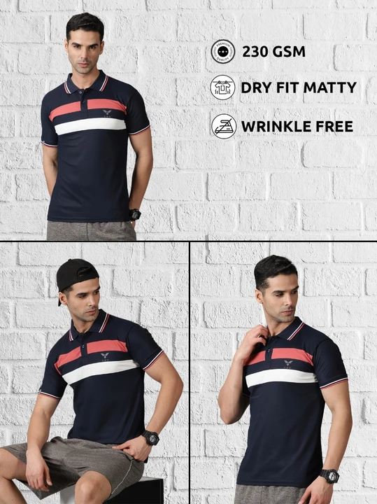 Product image with price: Rs. 250, ID: men-dryfit-polo-stripped-tshirt-16f636de