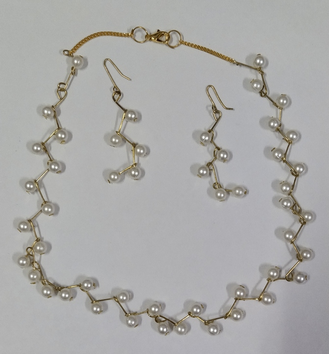 Wire wrapping handmade pearl necklace set  uploaded by business on 2/19/2023