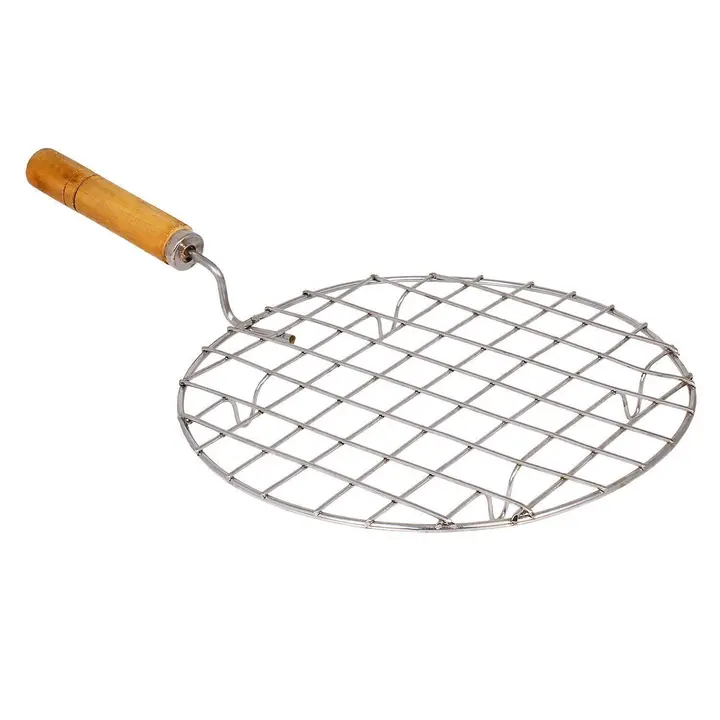 Stainless Steel Round Wire Roaster Papad Jali with Wooden Handle | 9 Inches | Loose Packing uploaded by business on 2/19/2023