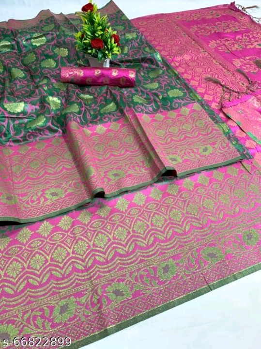 Banita banarasi cotton silk saree with blouse  uploaded by Surat fashion on 2/19/2023