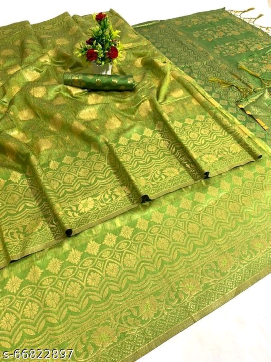Banita banarasi cotton silk saree with blouse  uploaded by Surat fashion on 2/19/2023