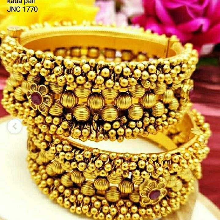 High Gold Plated  Antique Rajwadi BANGLES Only Rs.1850 Size-2.4, 2.6, 2.8
 uploaded by Rakesh Textiles on 2/22/2021