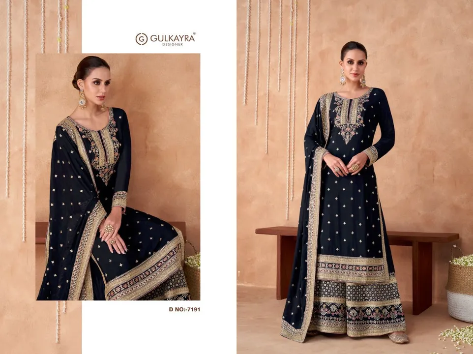 Gulkayra Designer 
….*IZHAAR*….

Fabric Detail 
Top - Real Georgette & Chinon 
Bottom - Real Georget uploaded by Agarwal Fashion  on 2/20/2023