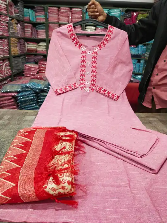 Khadi cotton suit set  uploaded by Kaashvi creations on 2/20/2023