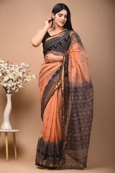 Kota doriya sarees with blouse  uploaded by Ashoka bagru print on 2/20/2023