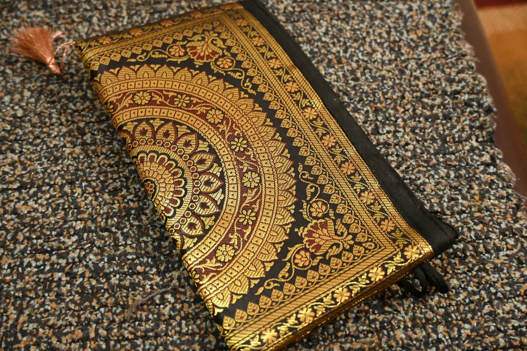 Black mandala silk pouch wallet  uploaded by business on 2/20/2023