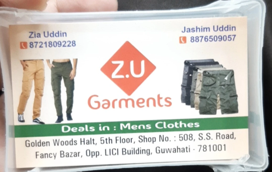 Visiting card store images of Zu garments ²