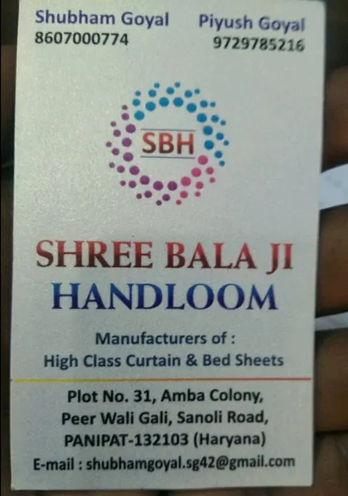 Visiting card store images of SHREE BALAJI HANDLOOM