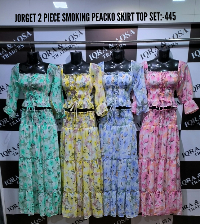 JORGET SMOKING PEACKO 2 PIECE SKIRT TOP SET uploaded by IQRA AND AQSA TRADERS on 4/27/2024