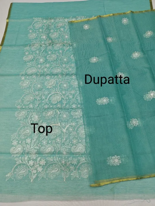 Kota Doria Embroidery Dress Material  uploaded by Govindam Saree on 2/20/2023