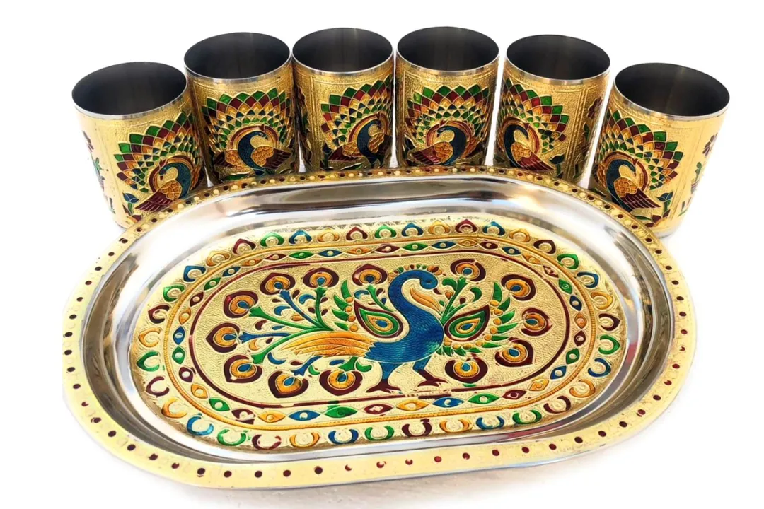 Stainless steel serving tray sets  uploaded by Navrang Handicraft on 2/20/2023