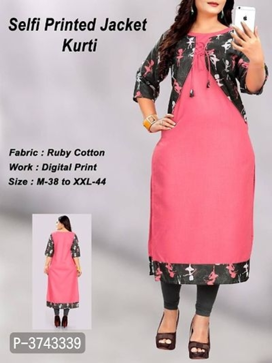 Ruby Cotton Digital Printed Kurta With Jacket uploaded by Shreeji New Fashion on 2/20/2023