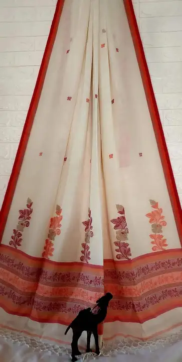 Hand loom khadi cotton jamdani saree with blouse piece  uploaded by business on 2/21/2023