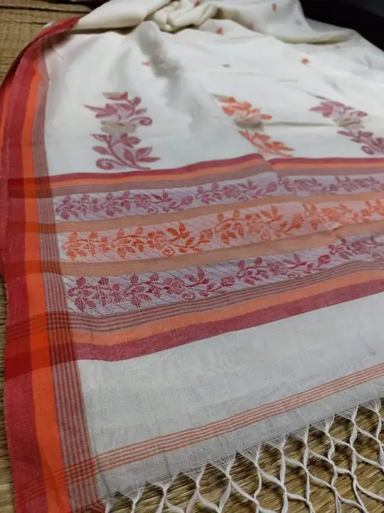 Hand loom khadi cotton jamdani saree with blouse piece  uploaded by Asexzim on 2/21/2023