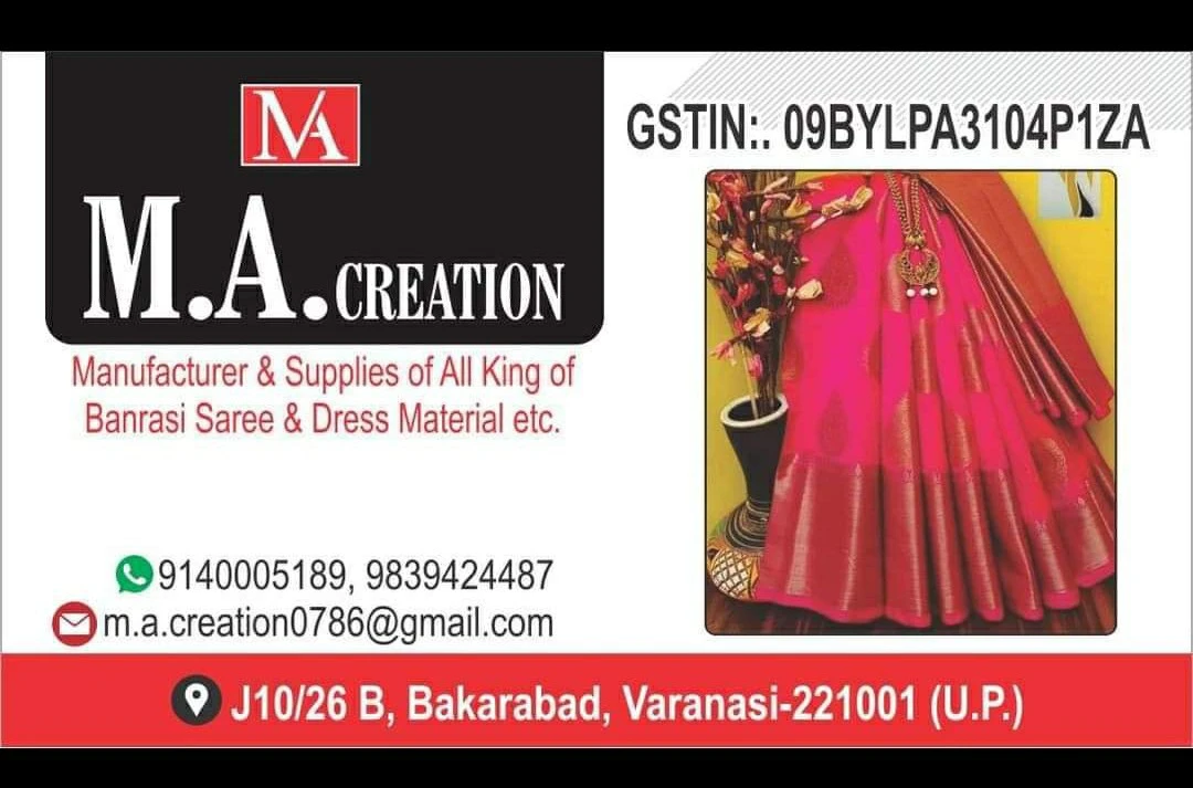 Visiting card store images of M A CREATION