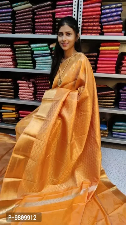 Bridal South Silk Zari Woven Embossed Saree With blouse piece  uploaded by Vikas Marketing  on 2/21/2023