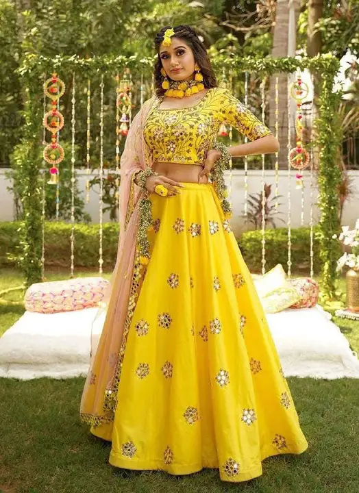 Yellow Colored Attractive Party Wear Lehenga Choli With Embroidery Work uploaded by Ashokawholesellarfashionstore on 2/21/2023