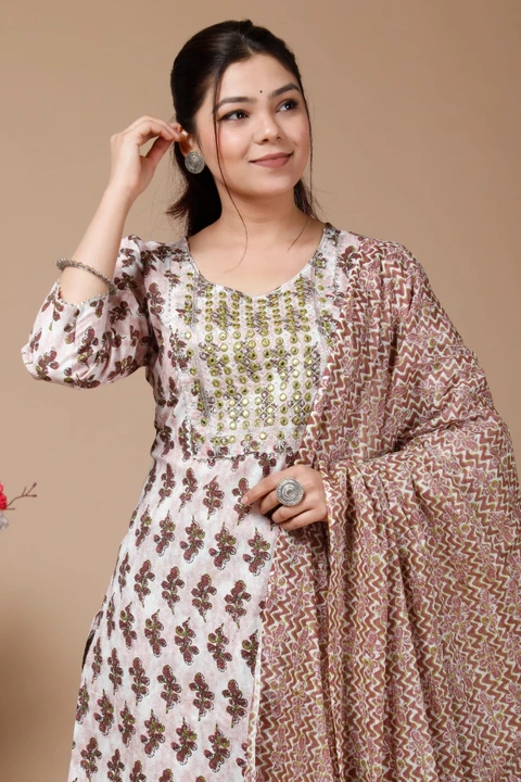 STRAIGHT KURTI WITH PANT & DUPPTTAA (3 PCS) uploaded by Mansi Creation  on 2/21/2023