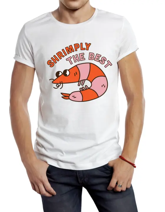 "Shrimply The Best" Stylish Printed White T Shirt uploaded by Inands Enterprises on 2/21/2023