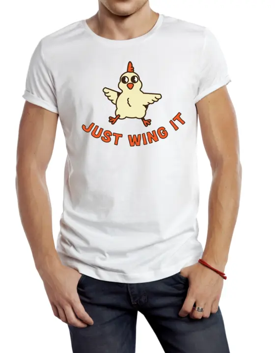 "Just Wing It" Stylish White Printed T shirt uploaded by Inands Enterprises on 2/21/2023