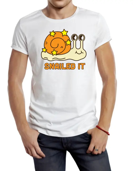 "Snailed It" White Printed Stylish T Shirt uploaded by Inands Enterprises on 2/21/2023