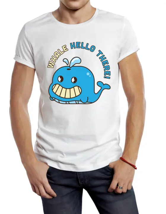 "Whale Hello There" Stylish Printed White T Shirt uploaded by business on 2/21/2023