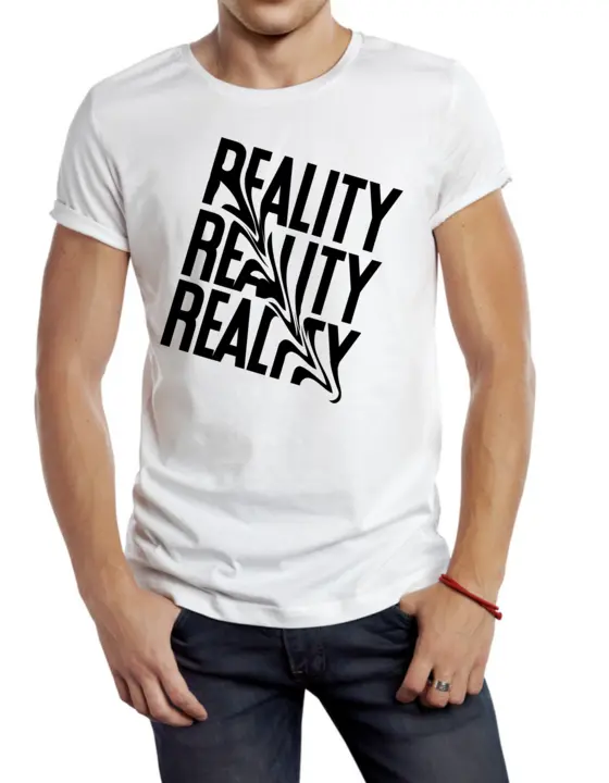 "Reality" Stylish White Printed T Shirt uploaded by business on 2/21/2023