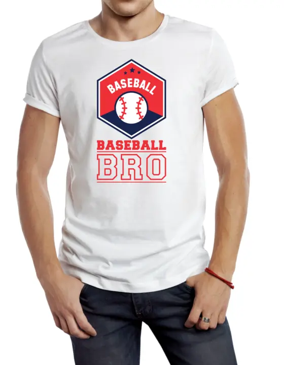 "Baseball Bro" Stylish White Printed T Shirt uploaded by business on 2/21/2023