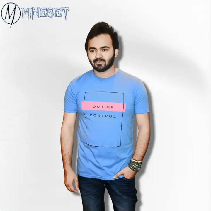 Sky blue out of control printed t-shirt uploaded by MineSet fashion on 2/21/2023