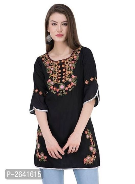 Embroidered Black Rayon Tops uploaded by business on 2/22/2021