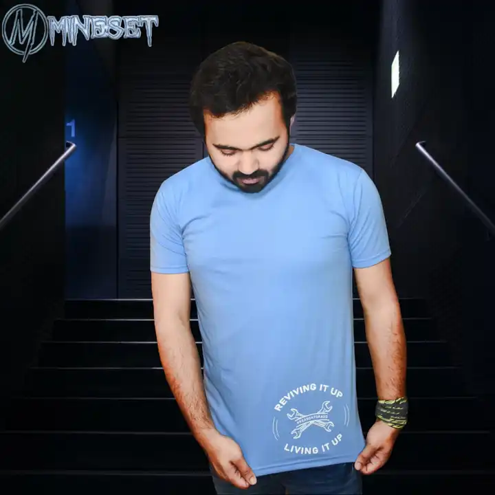 Sky blue revive lower side printed t-shirt  uploaded by MineSet fashion on 2/21/2023