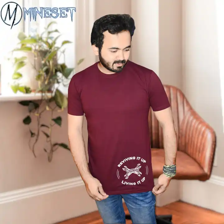 Maroon revive lower side printed t-shirt  uploaded by MineSet fashion on 2/21/2023